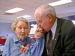 Roland greets one of the dear residents attending a Forgotten Treasures church service at her nursing home.